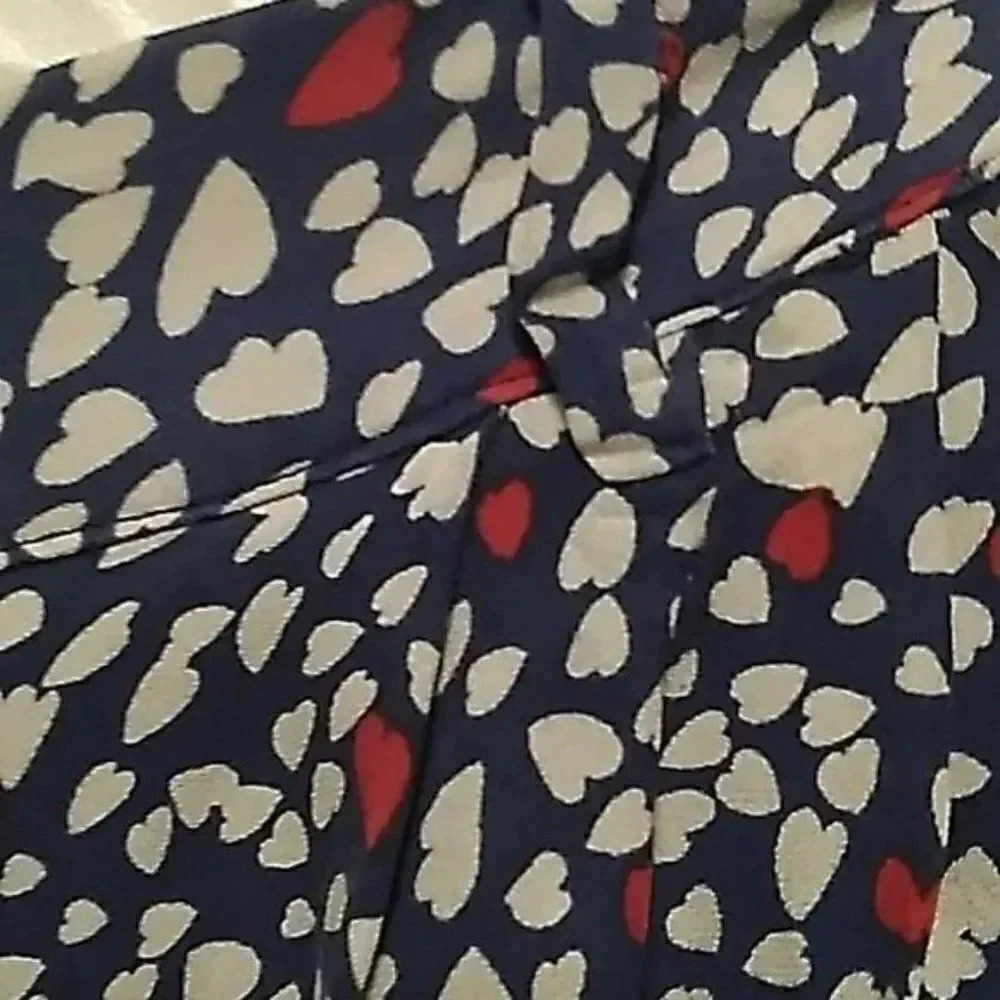 Michael Kors Heart Print Silk Wide Leg Navy Pants - Picture 5 of 6